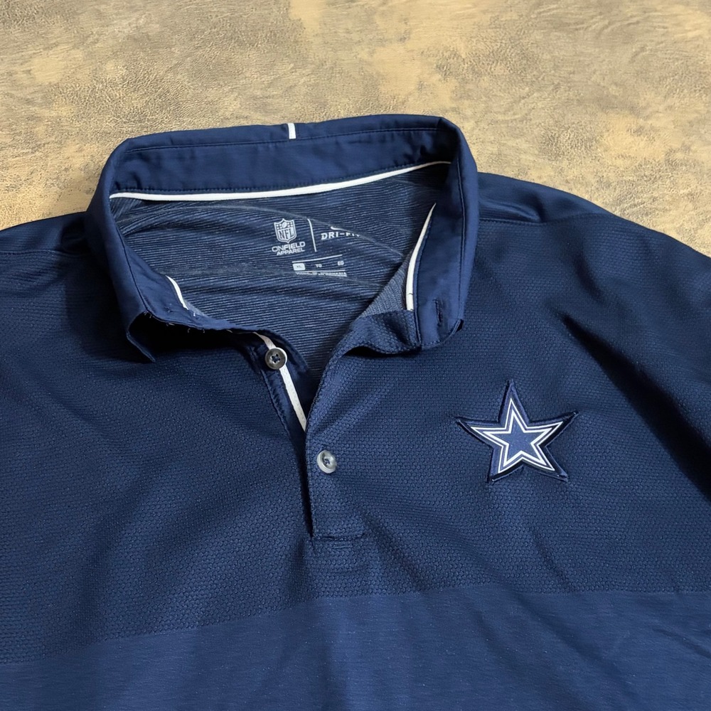 Nike Polo Shirt Mens XL Navy Dallas Cowboys NFL Dri-FIT Onfield FA171203KUK